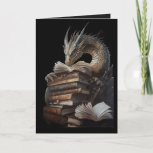Cartão Leitura do Dragão Místico de Livros Antigos Fantas