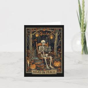 Cartão Leitura Engraçada Em Paz Skeleton Halloween Lido N