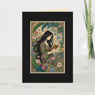 Cartão Leitura no Jardim Art Nouveau