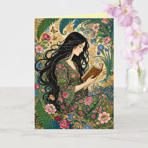 Cartão Leitura no Jardim Art Nouveau
