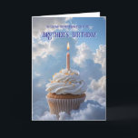 Cartão Lembrança de aniversário do Brother Heavenday<br><div class="desc">Lembrando de um irmão passado no seu aniversário. Um cupcake nas nuvens com uma vela de aniversário. Palavras de dentro de suporte. Uma forma excelente de lembrar uma alma amada.</div>