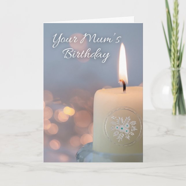 Cartão Lembrança de aniversário do seu Mãe com a Vela (Frente)