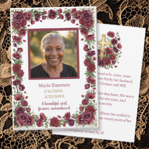Cartão Lembrança Personalizada de Foto Memorial   Floral