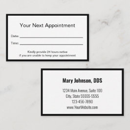 Cartão Lembrete de Compromisso Branco e Preto Dent