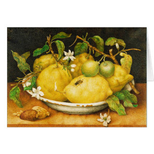 CARTÃO LEMÕES FRUTAS DA SEASON E FLORES BRANCOS