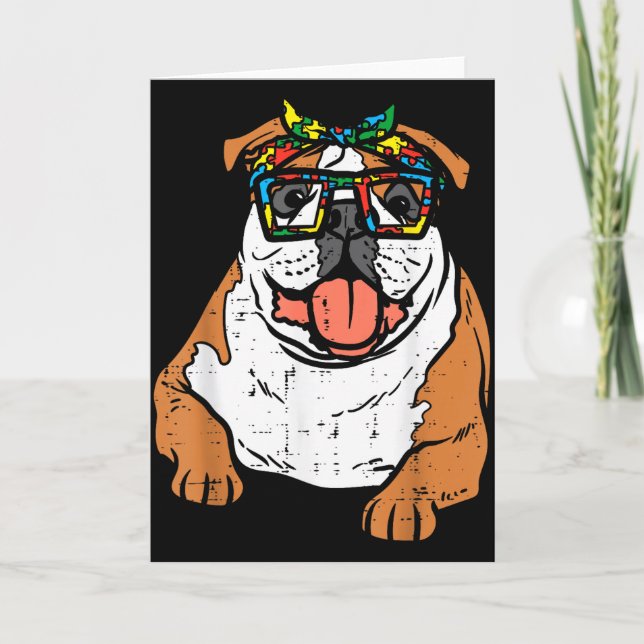 Cartão Lenço de banda de quebra-cabeça do Bulldog Inglês  (Frente)