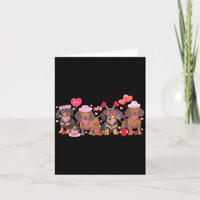 Cartão Lenço de Cachorro Salsicha de Valentino para Mulhe (Frente)