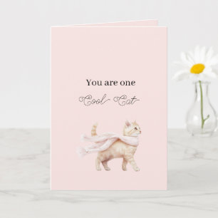 Cartão Lenço Rosa Bege Cool Cat Aniversário