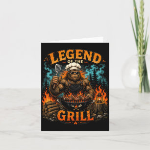 Cartão Lenda do Bigfoot na Grelha Pai do BBQ Engraçado