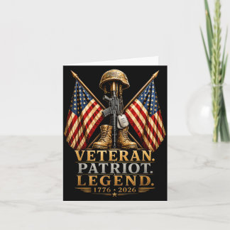 Cartão Lenda Patriota Veterano Bandeira Americana 250 Ano