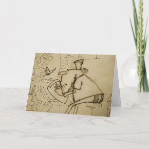 Cartão Leo at desk - Greeting Card (blank)