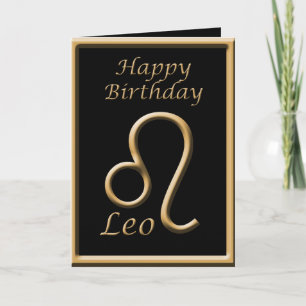 Cartão Leo Dourado Símbolo Black Birthday