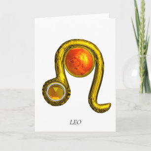 Cartão LEO Topázio Amarelo & Zodíaco de Aniversário em Ou