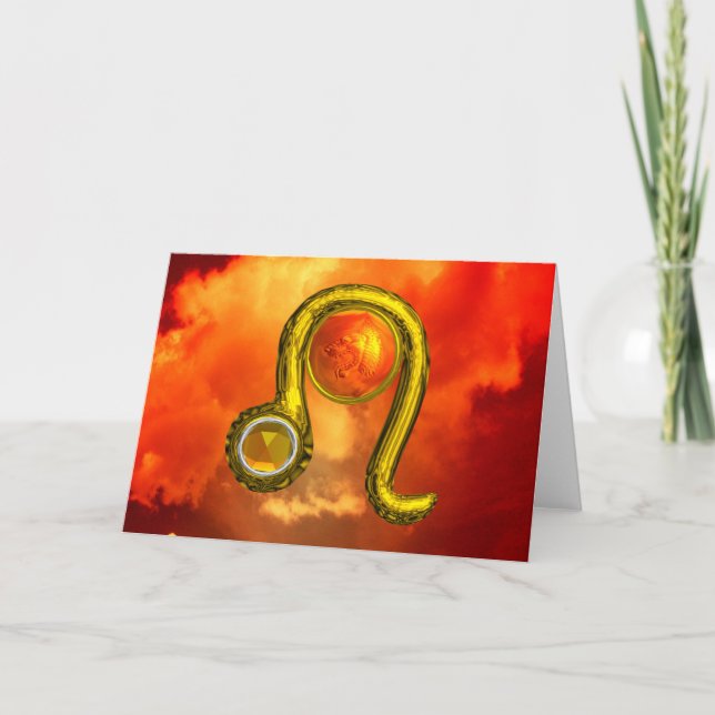 Cartão LEO Yellow Topaz e Zodiac Birthday Dourado (Frente)