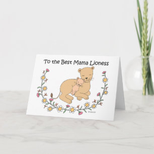 Cartão Leoa mãe e filhote para a melhor leoa mãe