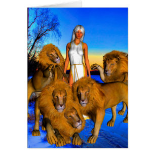 Cartão Leões no inverno