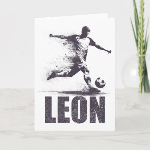 Cartão Leon Futebol Meninos Personalizado Primeiro Nome L