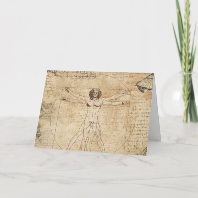 Cartão Leonardo Da Vinci O Homem Vitruviano (Frente)