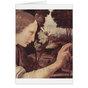 Cartão Leonardo da Vinci que pinta cerca de 1472-1475