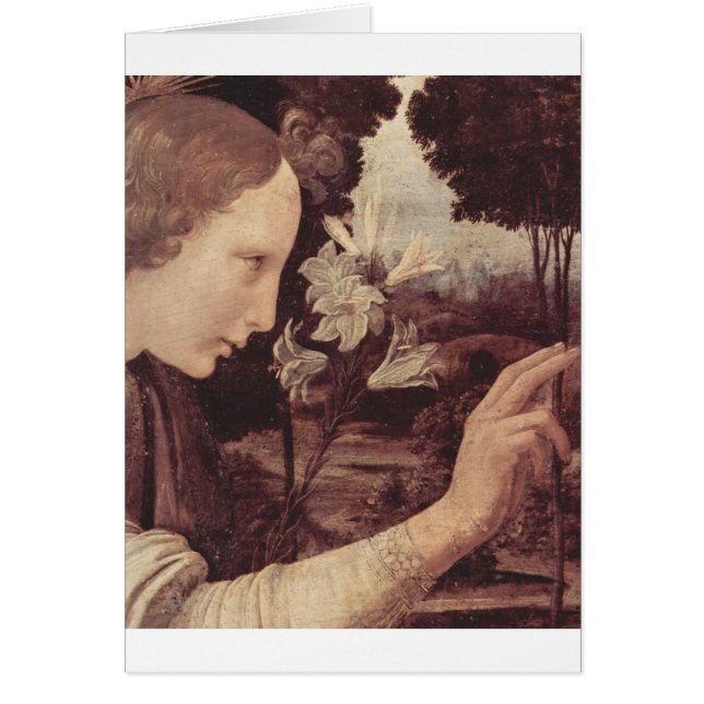 Cartão Leonardo da Vinci que pinta cerca de 1472-1475 (Frente)