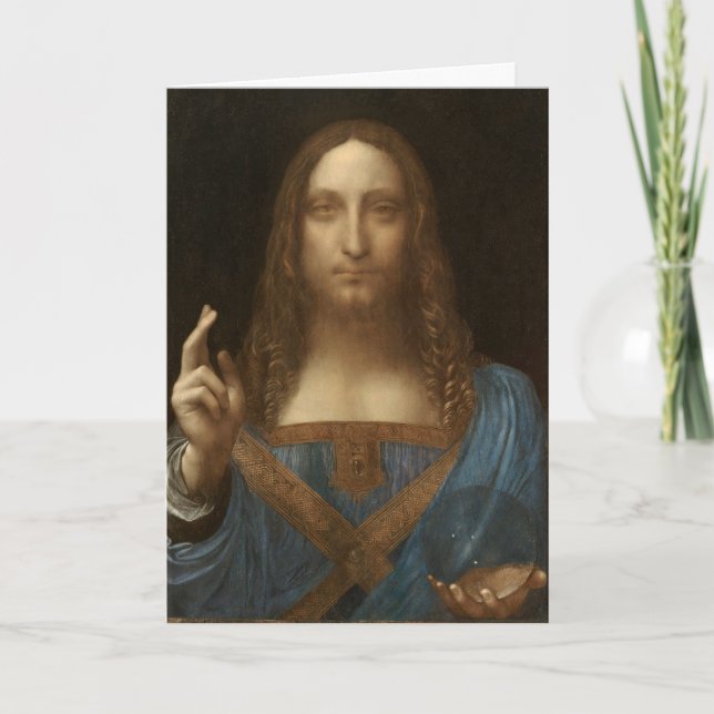 Cartão Leonardo da Vinci's Salvator Mundi (Cristo de Jesu (Frente)