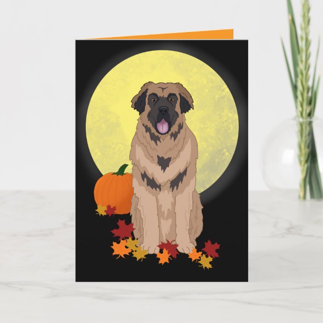 Cartão Leonberger Halloween Autumn (Frente)