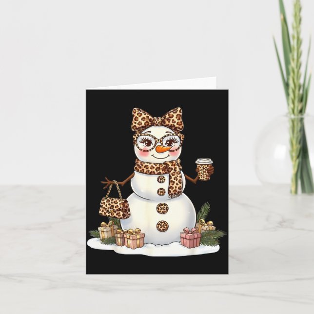 Cartão Leopard Snowman With Sungles Funny Christmas Women (Frente)