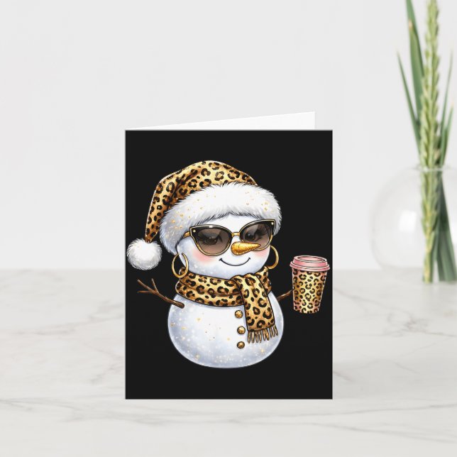 Cartão Leopard Snowman With Sungles Funny Christmas Women (Frente)