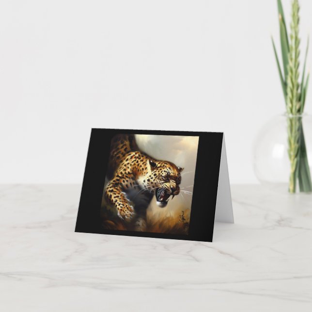 Cartão Leopardo (8) Gato selvagem (Frente)