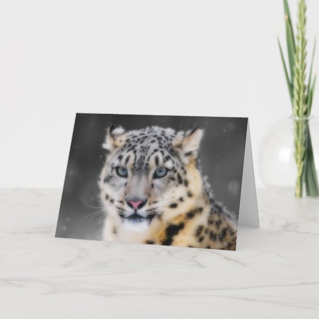 Cartão Leopardo de neve (Frente)