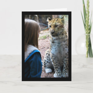 Cartão Leopardo e Criança