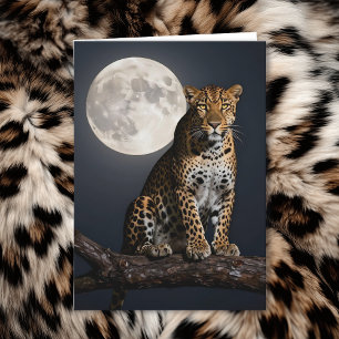 Cartão Leopardo e Lua Cheia   Feliz Aniversário Marido