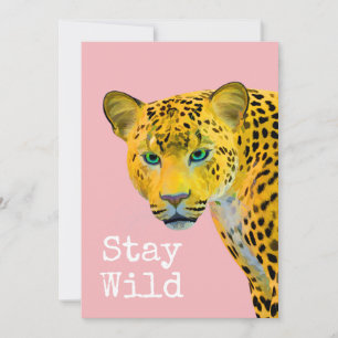 Cartão Leopardo inspirador fica cor-de-rosa
