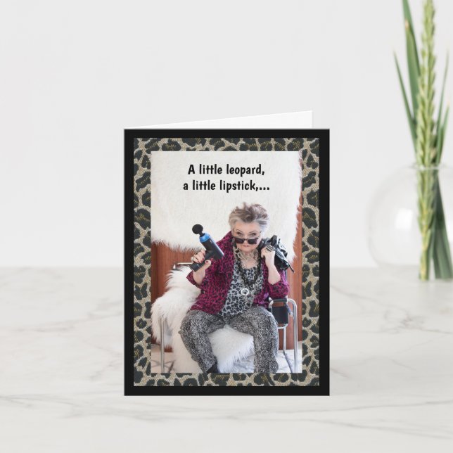 Cartão Leopardo, Lipstick, atitude humorística (Frente)