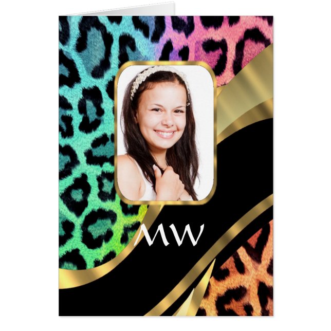 Cartão Leopardo multicolor (Frente)