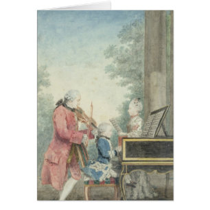 Cartão Leopold Mozart e suas crianças Wolfgang