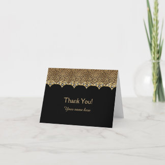 Cartão Lepard Print e Black Dourado Diamantes Obrigado