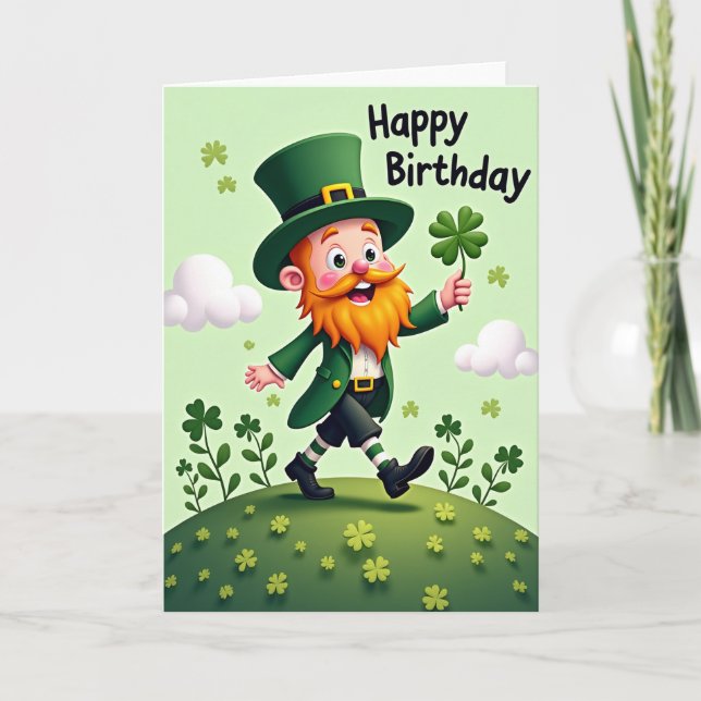 Cartão Leprechaun Birthday Fun Card (Frente)
