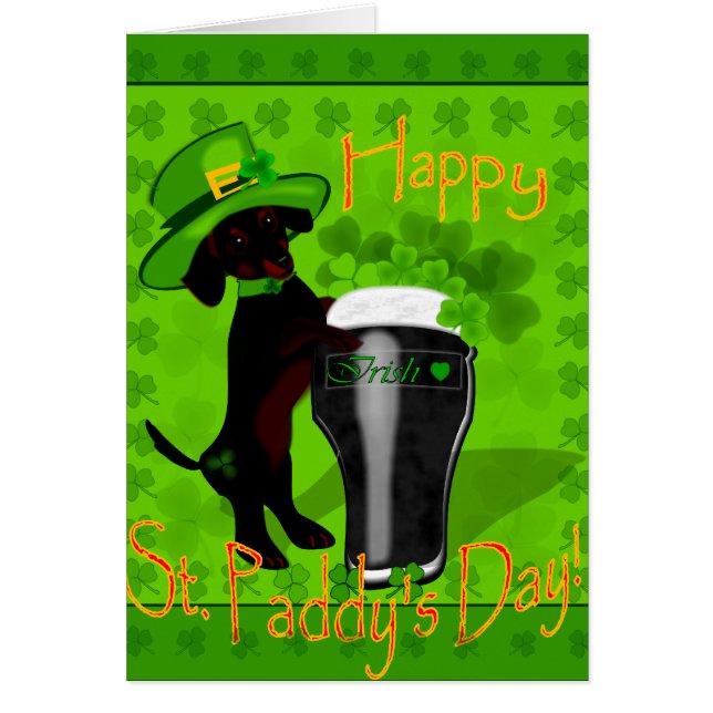 Cartão Leprechaun Doxie (Frente)