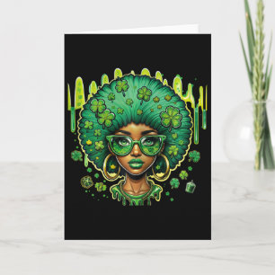 Cartão Leprechaun Feminino Afro-Americano Preto St Patric
