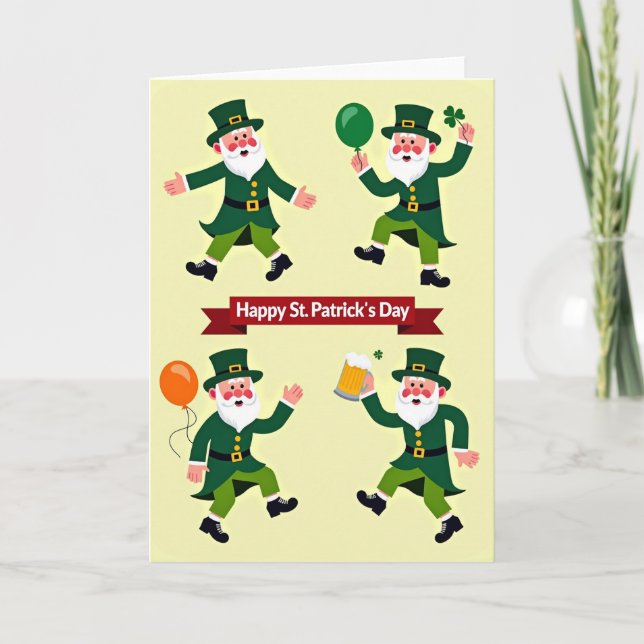 Cartão Leprechaun Pattern St Patricks Day Card (Frente)