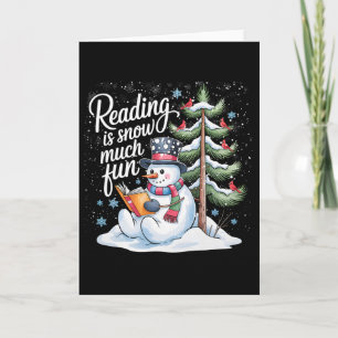 Cartão Ler É Diversão de Neve Livros de Natal Boneco de N