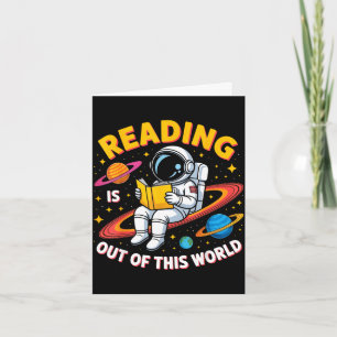 Cartão Ler é fora deste mundo livros engraçados espaciais
