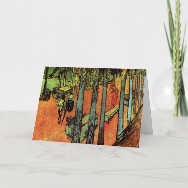 Cartão Les Alyscamps, Folhas de outono de Vincent van Gog (Frente)