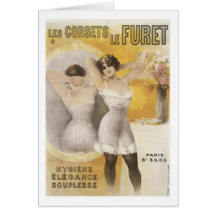 Cartão Les Corsets Le Furet Vintage Corset Ad