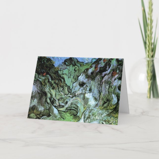 Cartão Les Peiroulets Ravine por Vincent van Gogh (Frente)