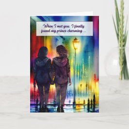 Cartão Lésbica Cônjuge Gay Aniversário do Arco-Íris