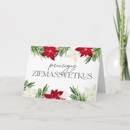 Cartão Letão Natal Red Poinsettia Ziemassvetki