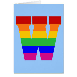 Cartão Letra arco-íris W