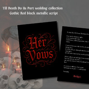 Cartão Letra de Vow Gothic Red & Black Wedding - Seus vot